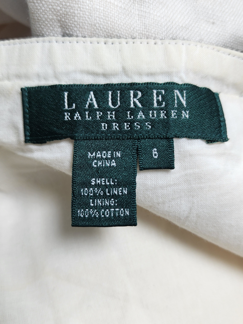Lauren Ralph Lauren 100% Linen Grosgrain Ribbon Contrast Trim Trumpet Dress 6 - Picture 6 of 9